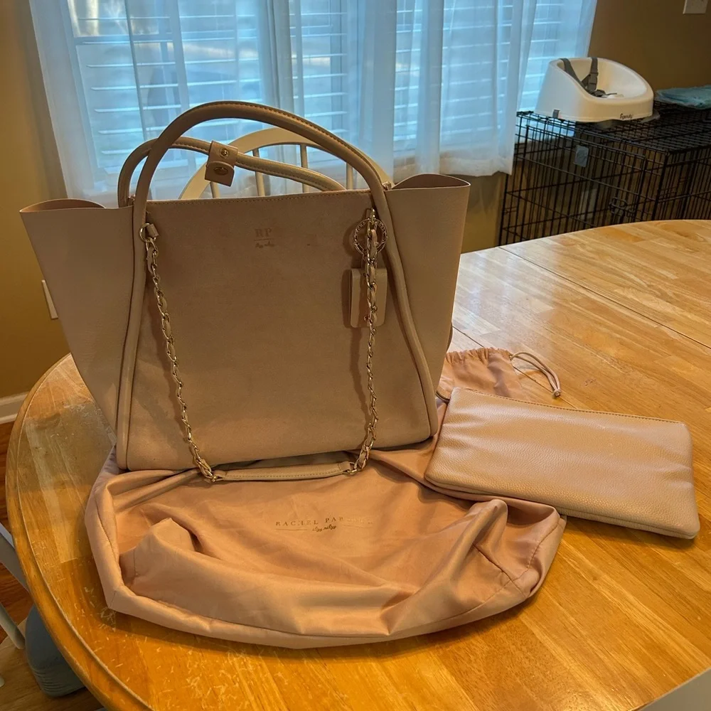Itzy Ritzy blush pink baby bag tote with chain strap